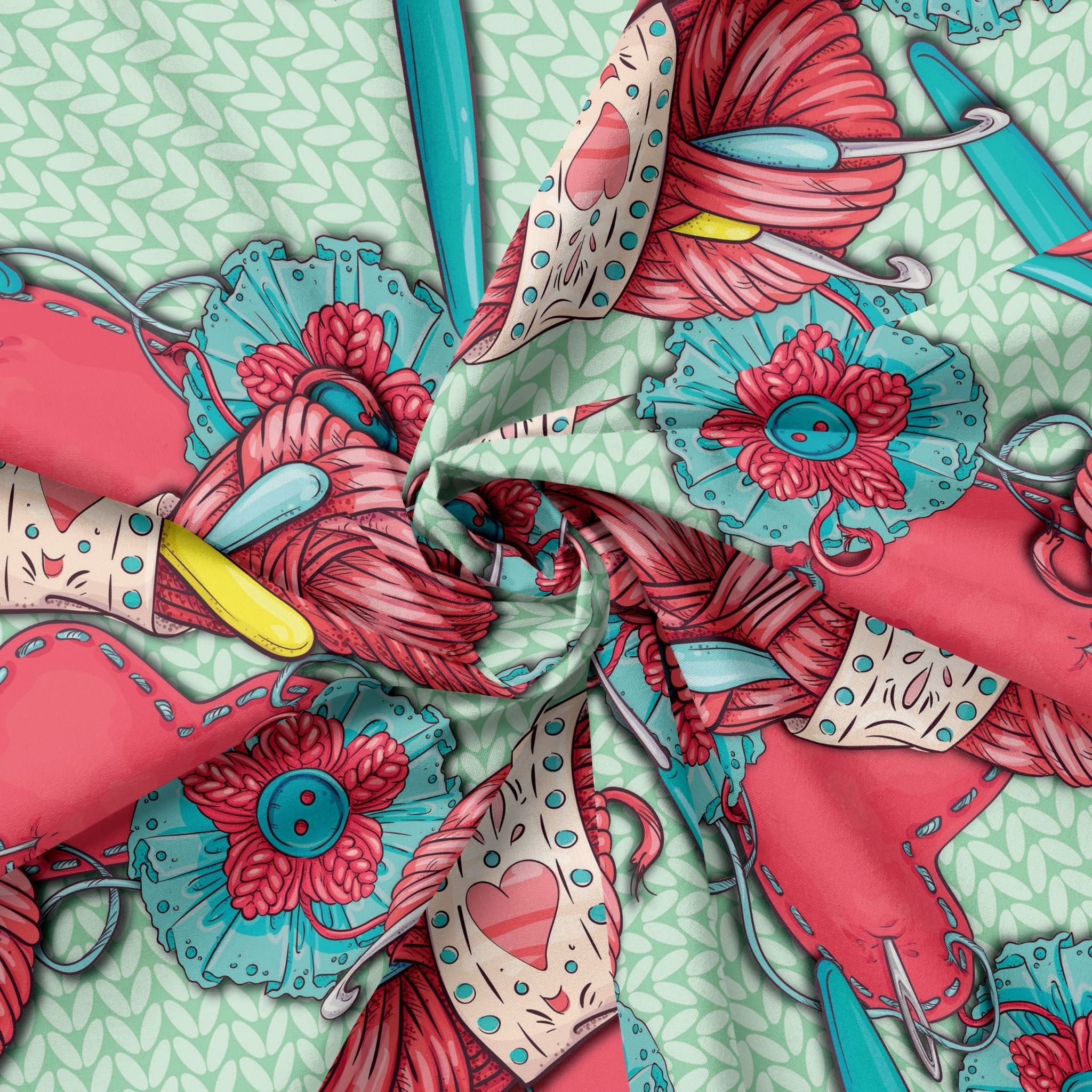 Love Knitting 100 Cotton FabricMZ0003KN Fabric Fun Shop