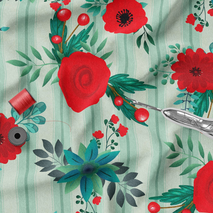 Country roses 100% Cotton Fabric -MZ0013CS