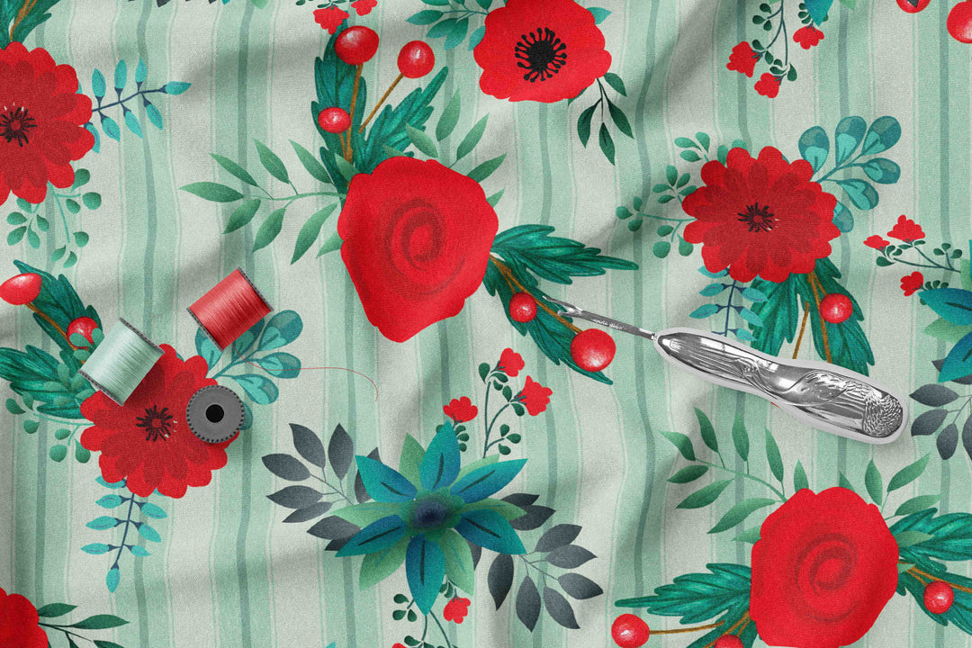 Country roses 100% Cotton Fabric -MZ0013CS