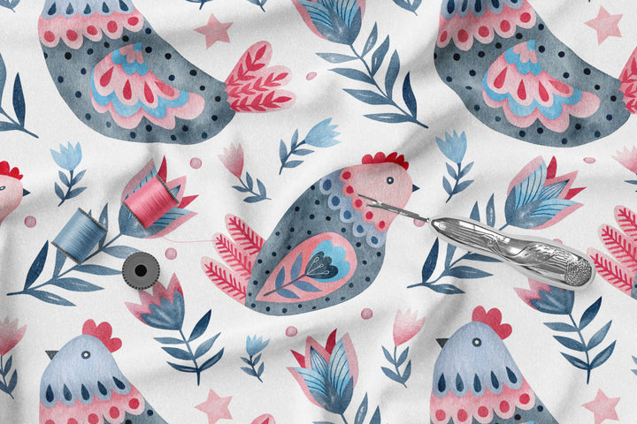 Folklore Birds 1 100% Cotton Fabric -MZ0001FB