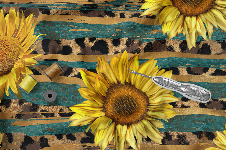 Sunflowers meets Safari 100% Cotton Fabric -MZ0001SF
