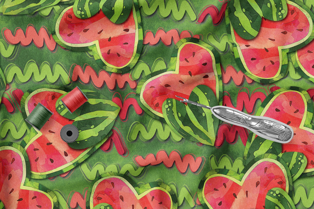 Watermelon Hearts 100% Cotton Fabric -MZ0001WM