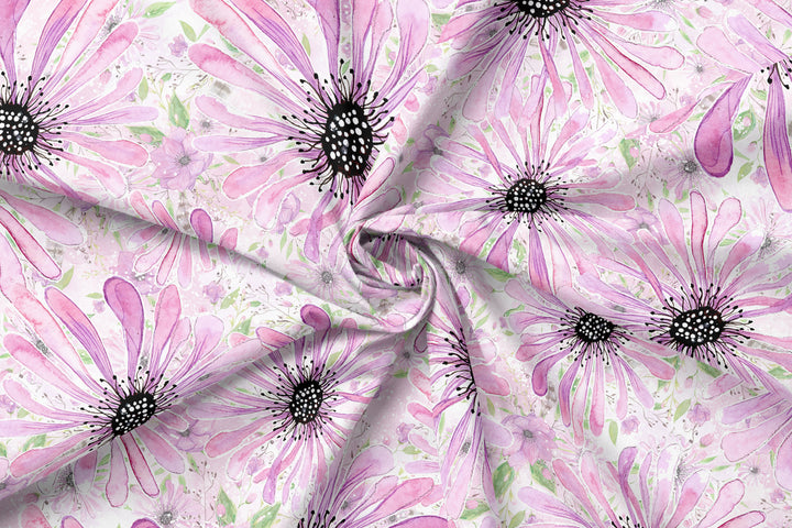 Large Purple Daisies 100% Cotton Fabric-MZ0002DZ