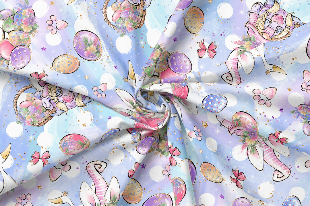 Easter Gnome and Swan 100% Cotton Fabric-MZ0002EA