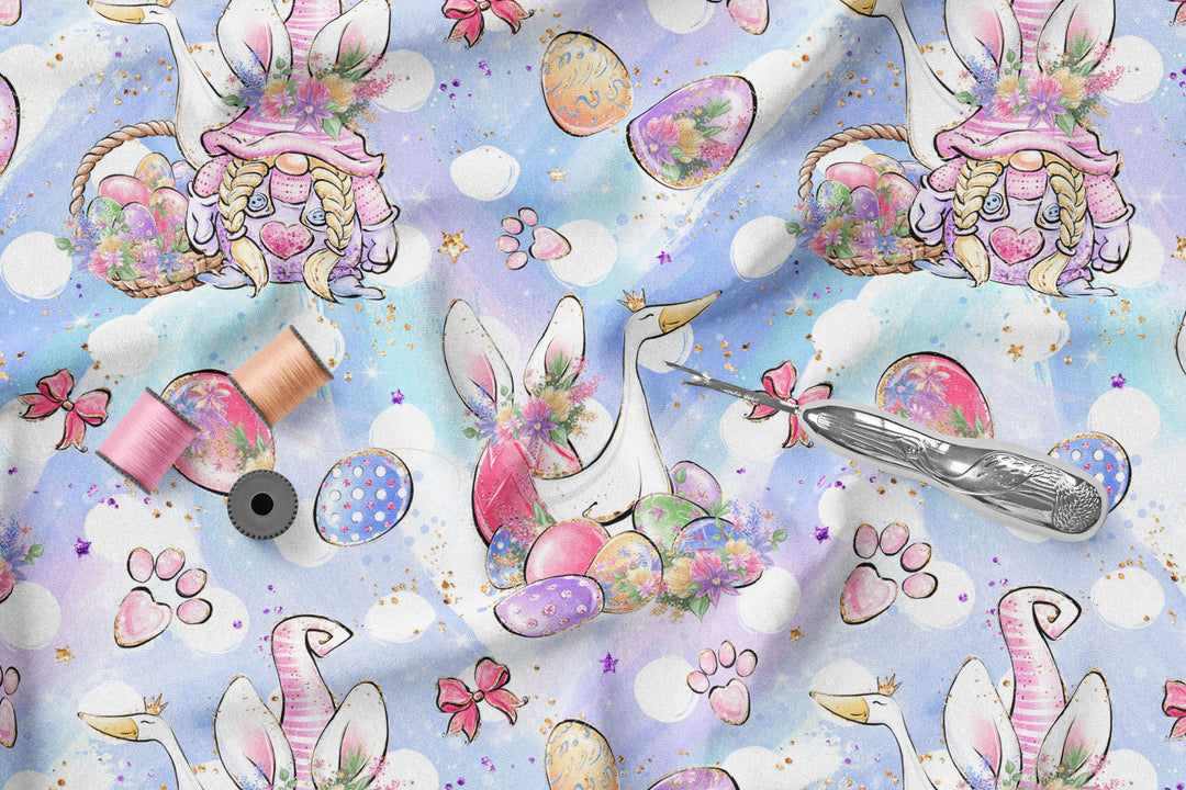 Easter Gnome and Swan 100% Cotton Fabric-MZ0002EA