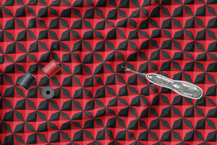 Black and red diamonds 100% Cotton Fabric -MZ0002PP