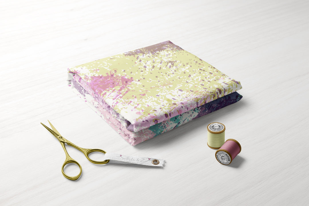 Watercolor Background Purple Yellow Splatter 100% Cotton Fabric -MZ0002WB