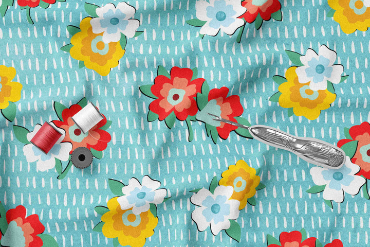 Country Flowers 100% Cotton Fabric -MZ0003CS