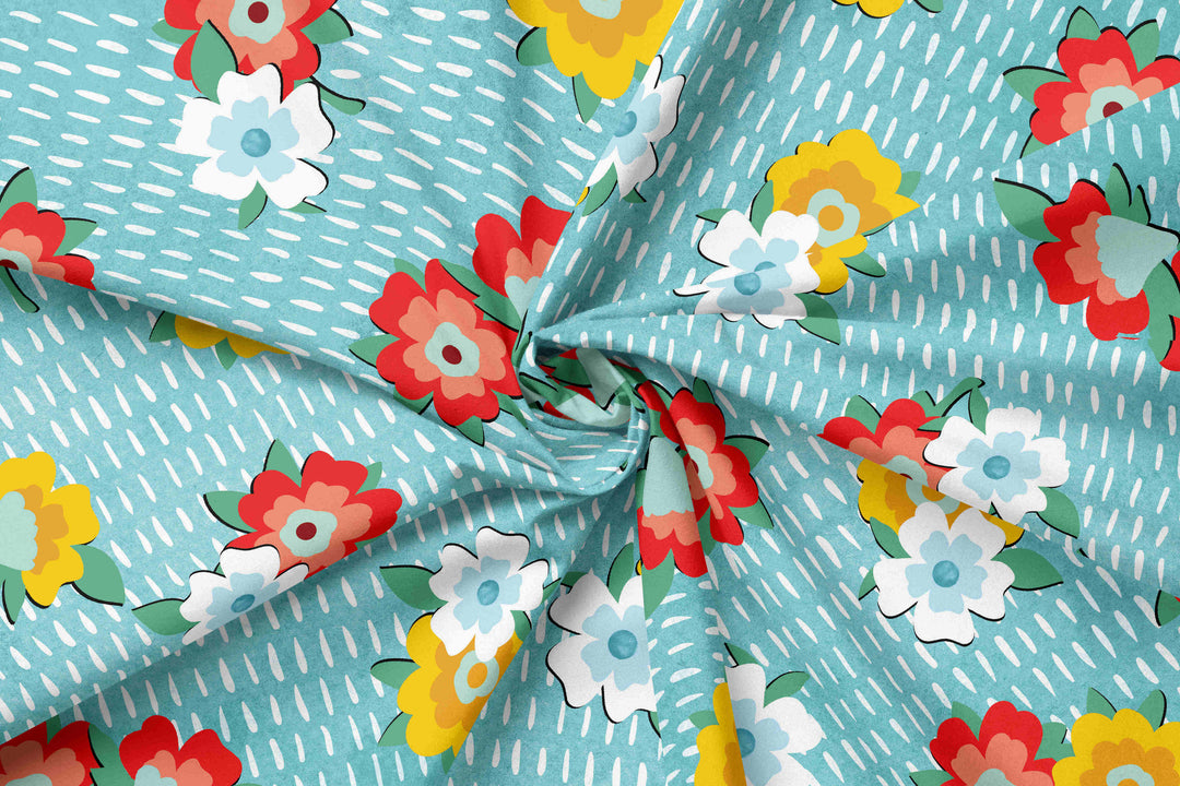 Country Flowers 100% Cotton Fabric -MZ0003CS