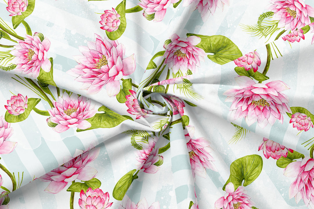 Waterlily Design 100% Cotton Fabric- MZ0003FW