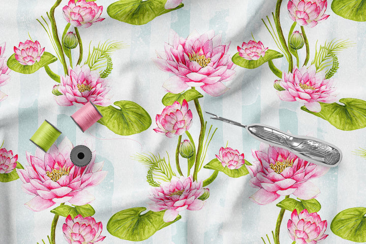 Waterlily Design 100% Cotton Fabric- MZ0003FW