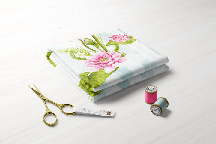 Waterlily Design 100% Cotton Fabric- MZ0003FW