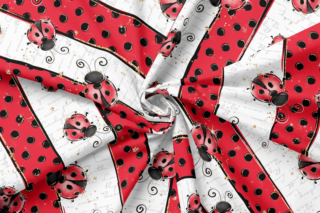 Ladybug Stripes 100% Cotton Fabric-MZ0003LB