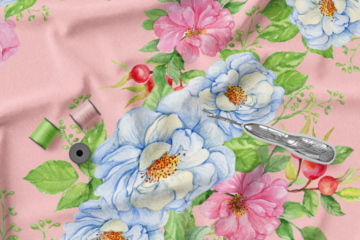 Pretty Peonies on pink 100% Cotton Fabric -MZ0003PN