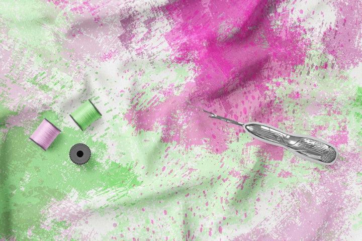 Watercolor Background Pink and Lime 100% Cotton Fabric -MZ0003WB