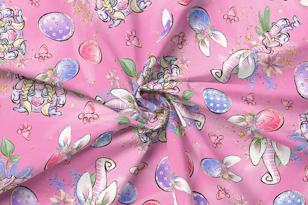 Easter Gnome Pink 100% Cotton Fabric-MZ0004EA