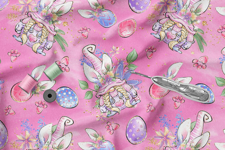 Easter Gnome Pink 100% Cotton Fabric-MZ0004EA