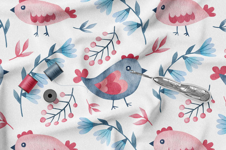 Folklore Birds 4 100% Cotton Fabric -MZ0004FB