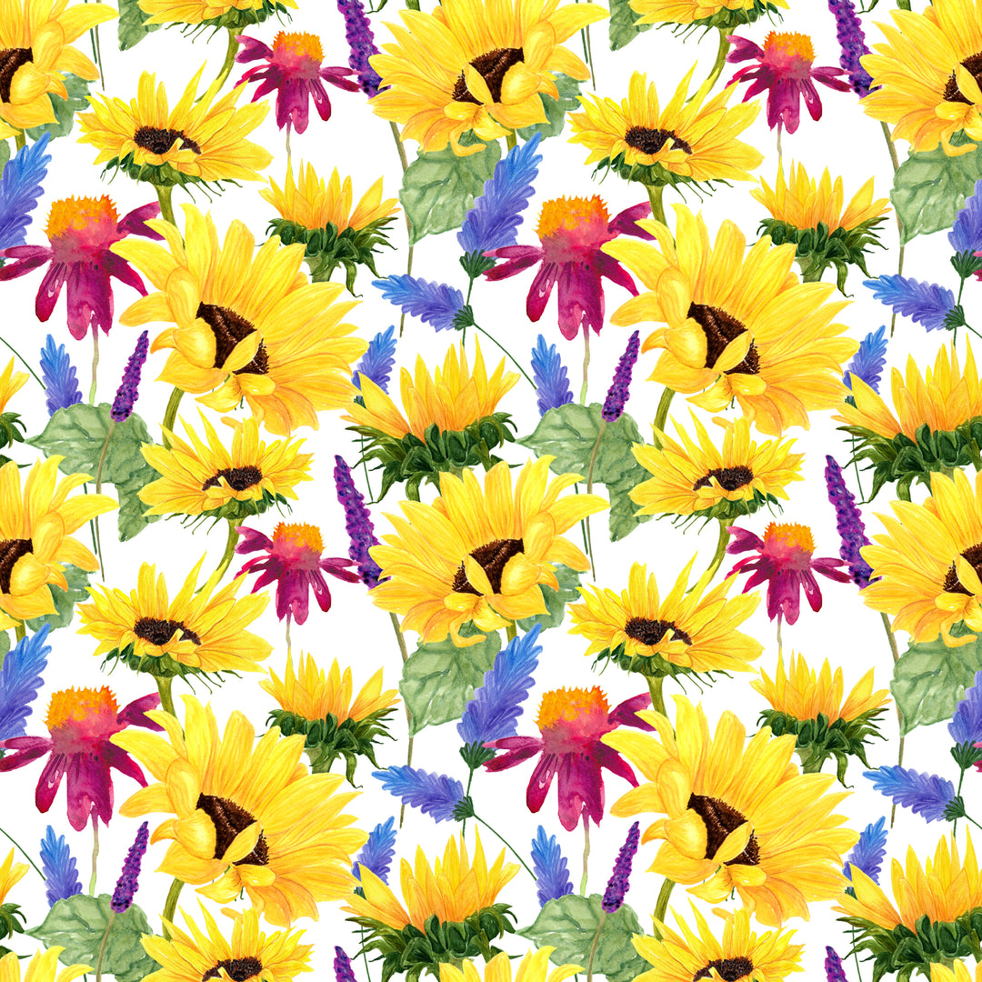 Sunflowers and lavender fields 100% Cotton Fabric -MZ0004SF