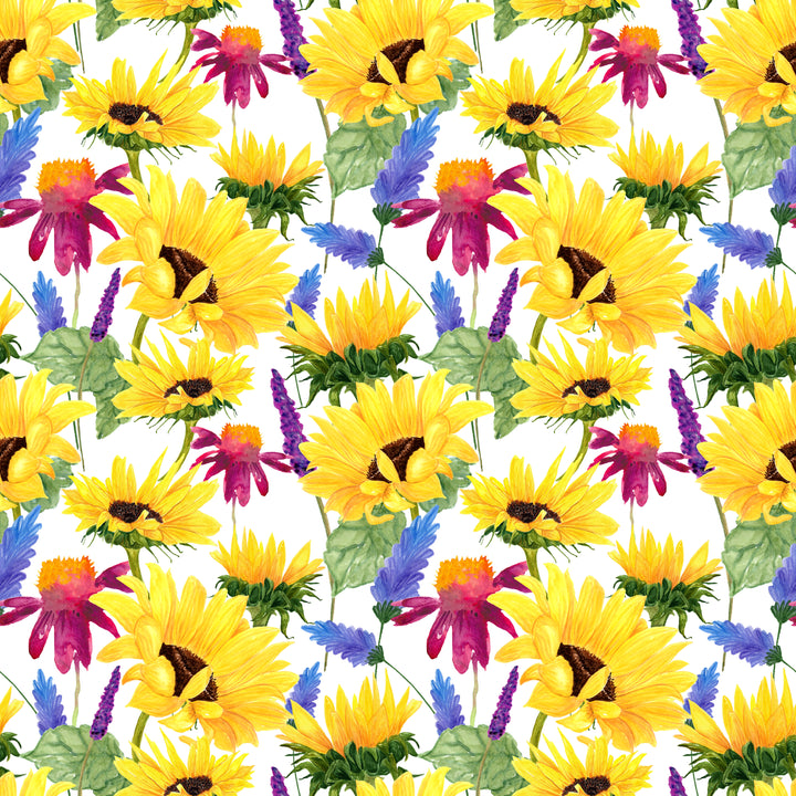 Sunflowers and lavender fields 100% Cotton Fabric -MZ0004SF