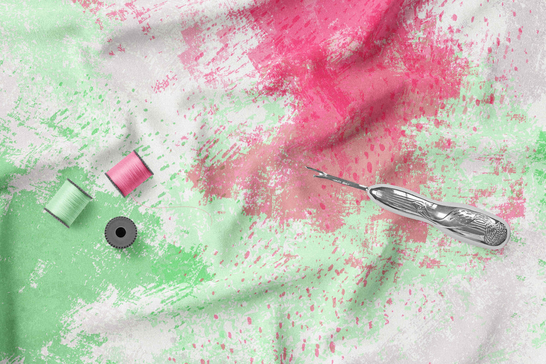 Watercolor Background Watermelon & Green 100% Cotton Fabric -MZ0004WB