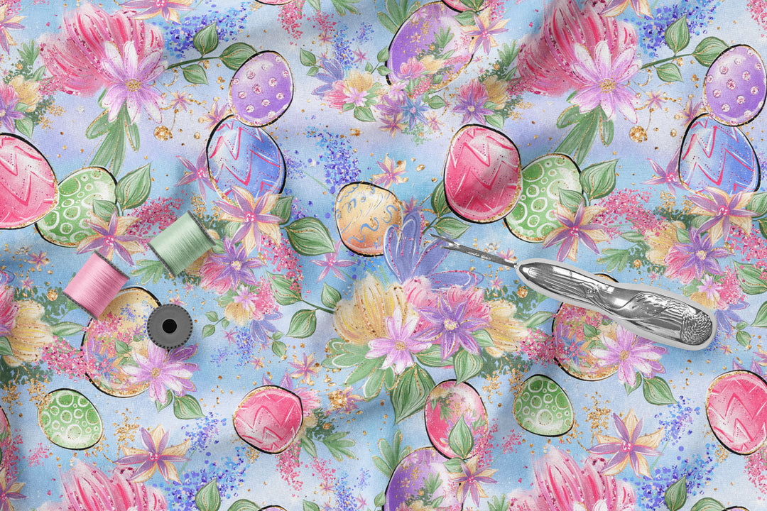 Easter Ears and Eggs 100% Cotton fabric-MZ0005EA