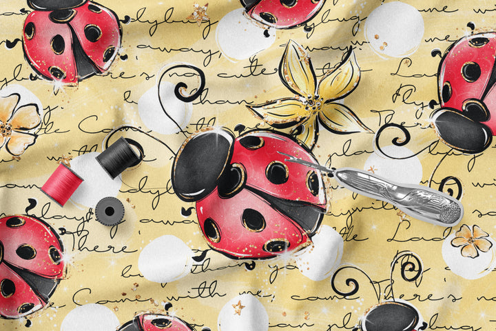 Lovely Ladybugs100% Cotton Fabric-MZ0005LB