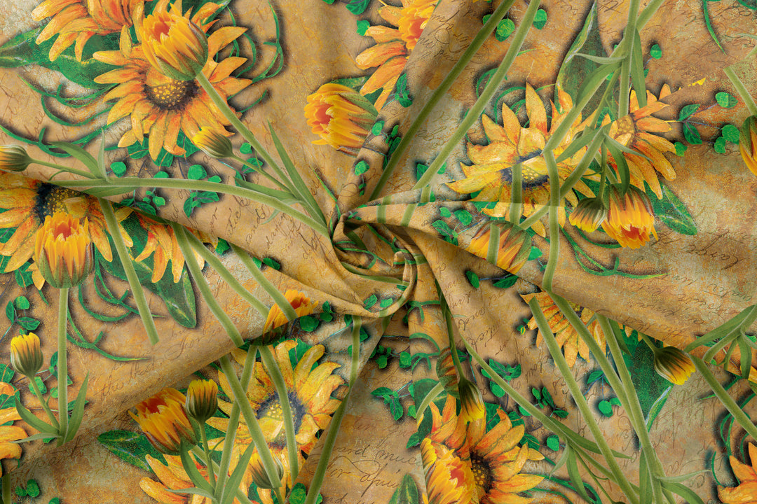 Sunflowers fields 100% Cotton Fabric -MZ0005SF