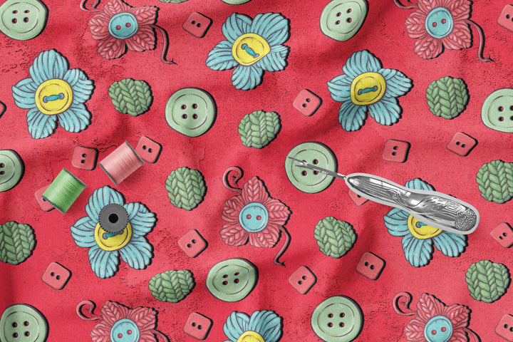 Knitting Mini Buttons 100% Cotton Fabric-MZ0007KN