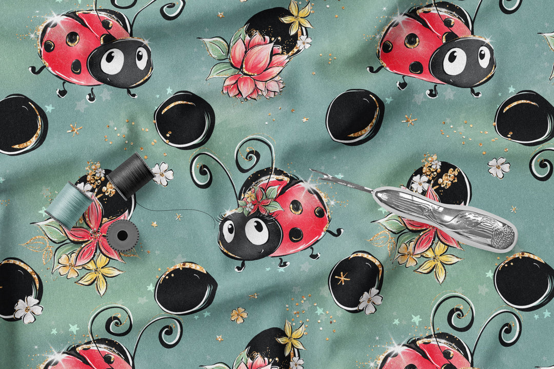 Ladybug Mix 100% Cotton Fabric-MZ0007LB