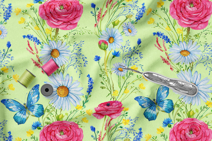 Yellow Floral Dream 100% Cotton Fabric-MZ0009FW