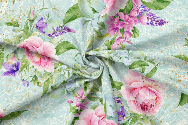 Shabby chic Roses 11 100% Cotton Fabric -MZ0011RS