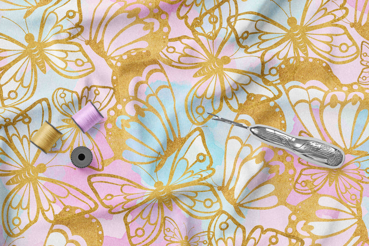 Magic Golden Butterfly swirls 100% Cotton Fabric -MZ0012MG