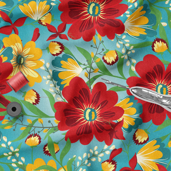 Country Colorful Bouquet 100% Cotton Fabric -MZ0014CS