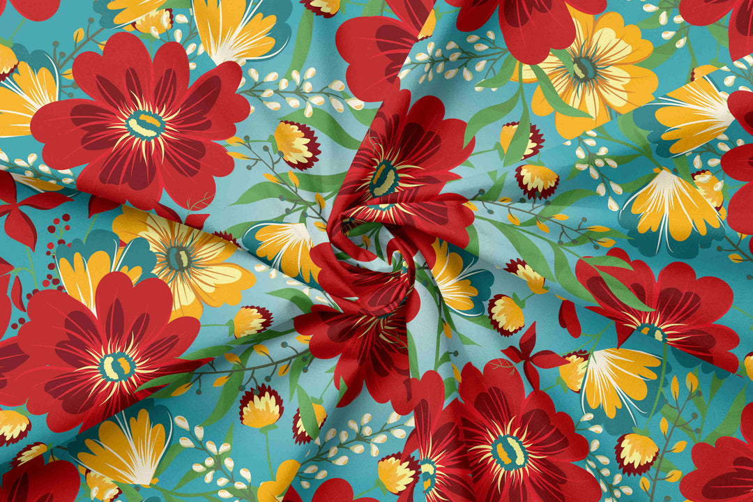Country Colorful Bouquet 100% Cotton Fabric -MZ0014CS