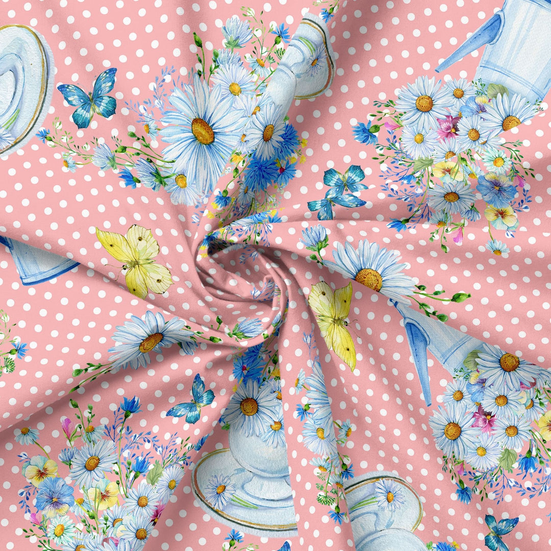 Pink Daisy Bouquet 100% Cotton Fabric-MZ0014DZ