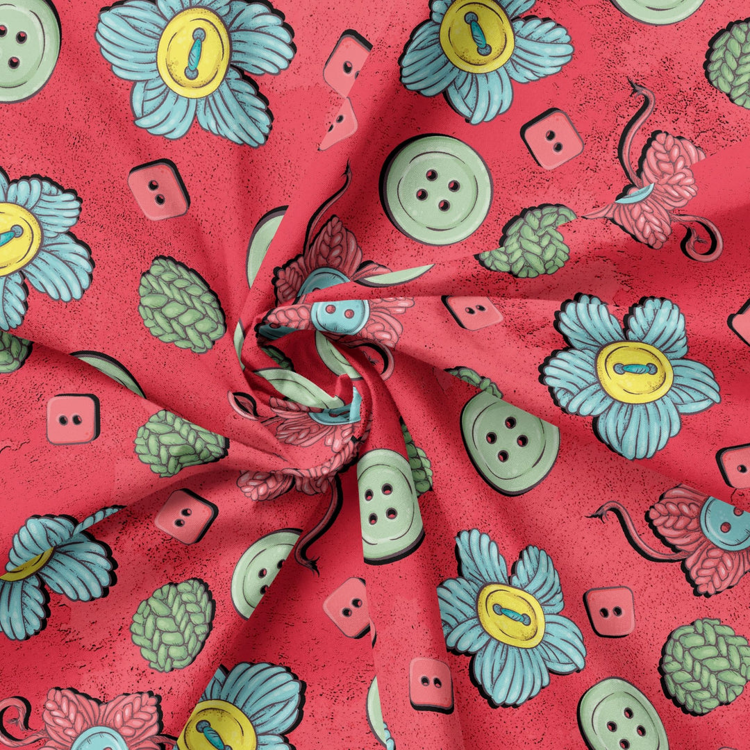 Knitting Mini Buttons 100% Cotton Fabric-MZ0007KN