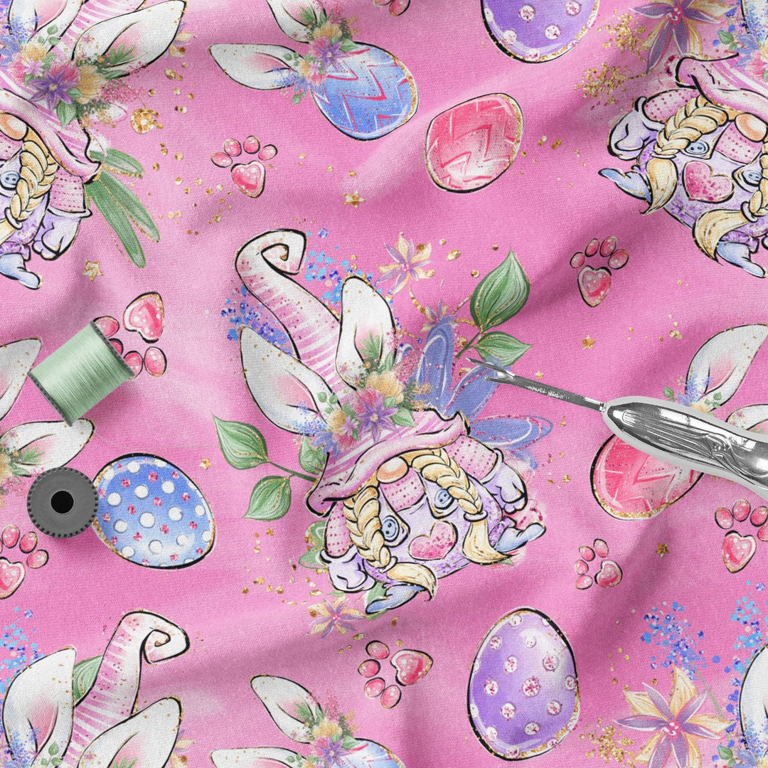 Easter Gnome Pink 100% Cotton Fabric-MZ0004EA