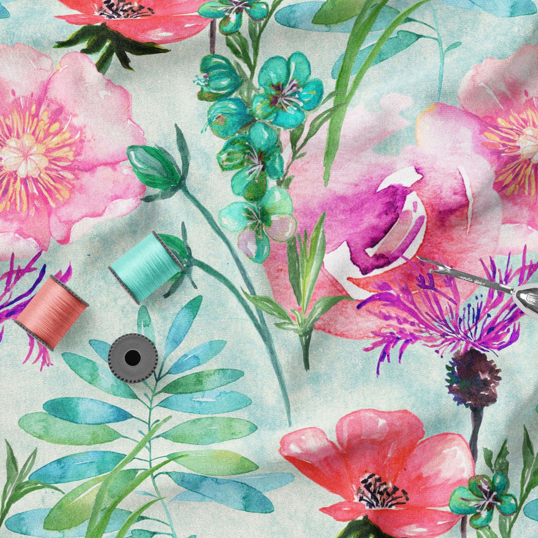 Flower Medley 100% Cotton Fabric -MZ0025FW