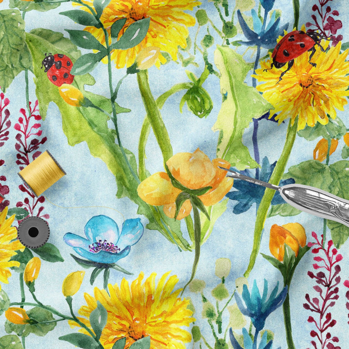 Yellow Floral medley 100% Cotton- MZ0026FW